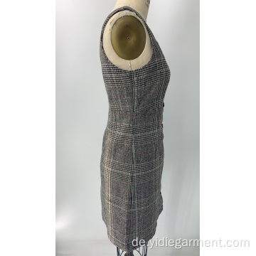 Frauen Vintage Plaid ärmelloses Kleid